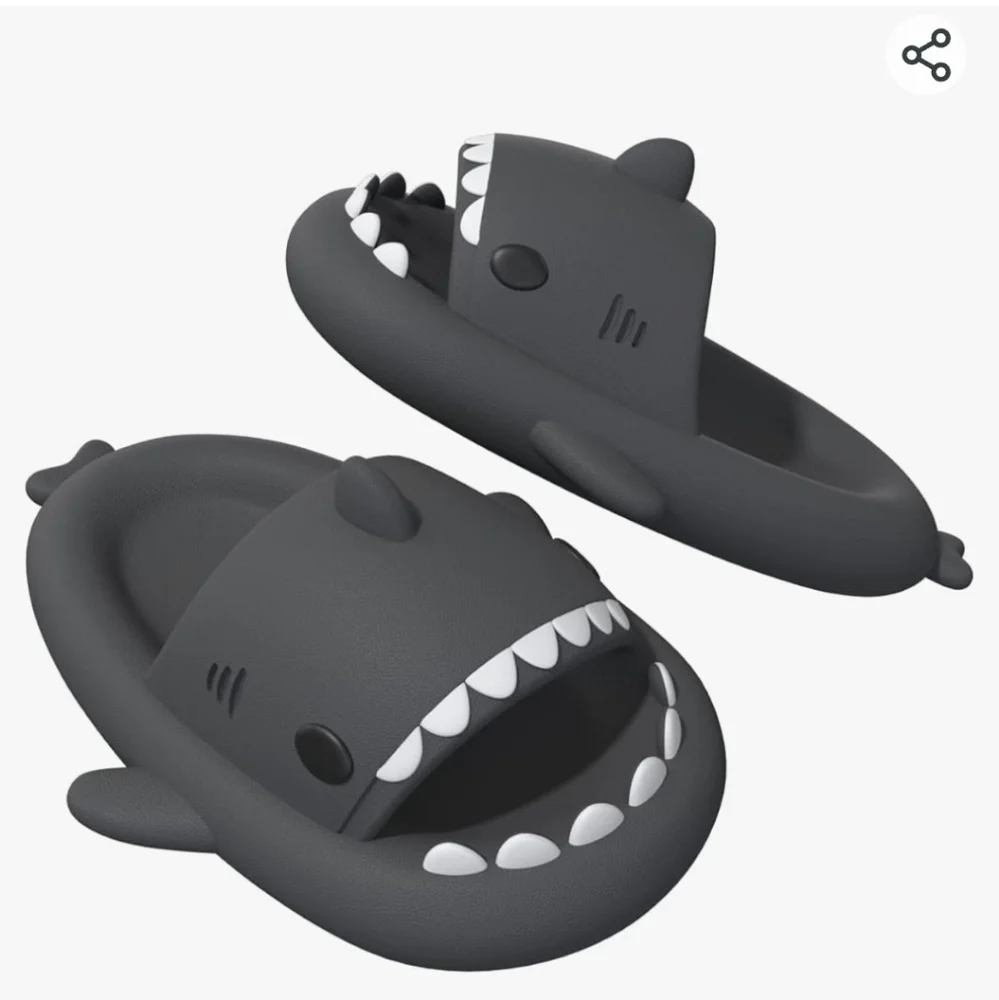 Cloud slide sharks gray boys or girls sandals non slip open toe size 12.…